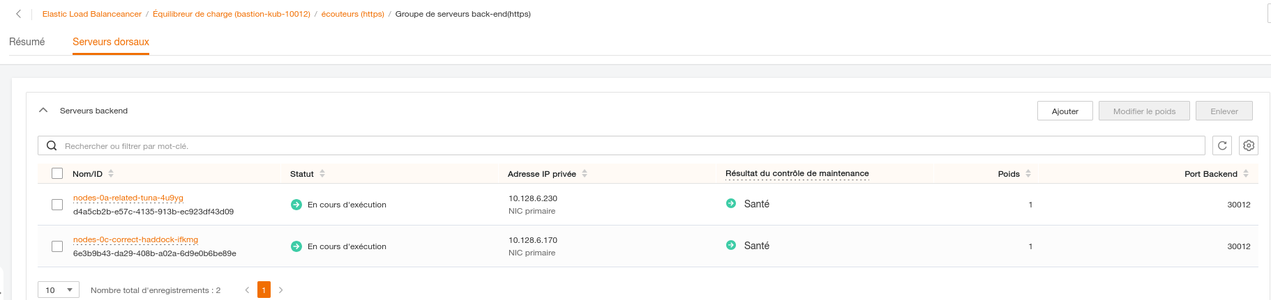 Example of listener (https) backends