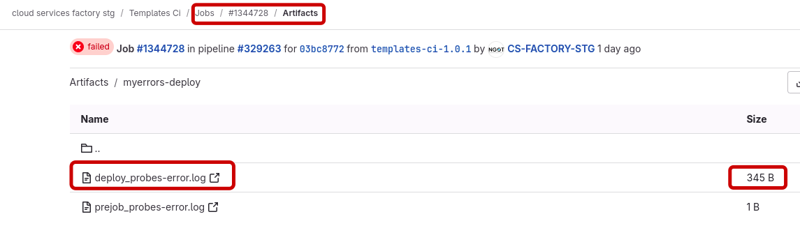 Artifacts file size