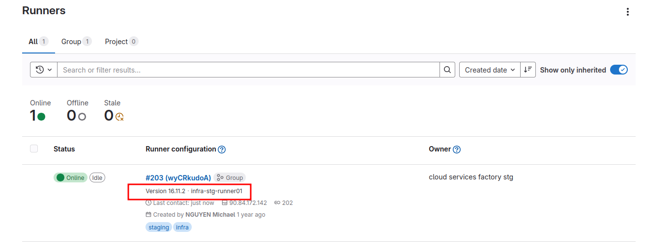 Gitlab runner version