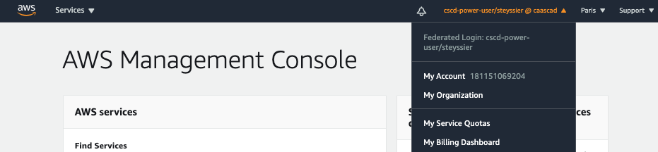 AWS login info